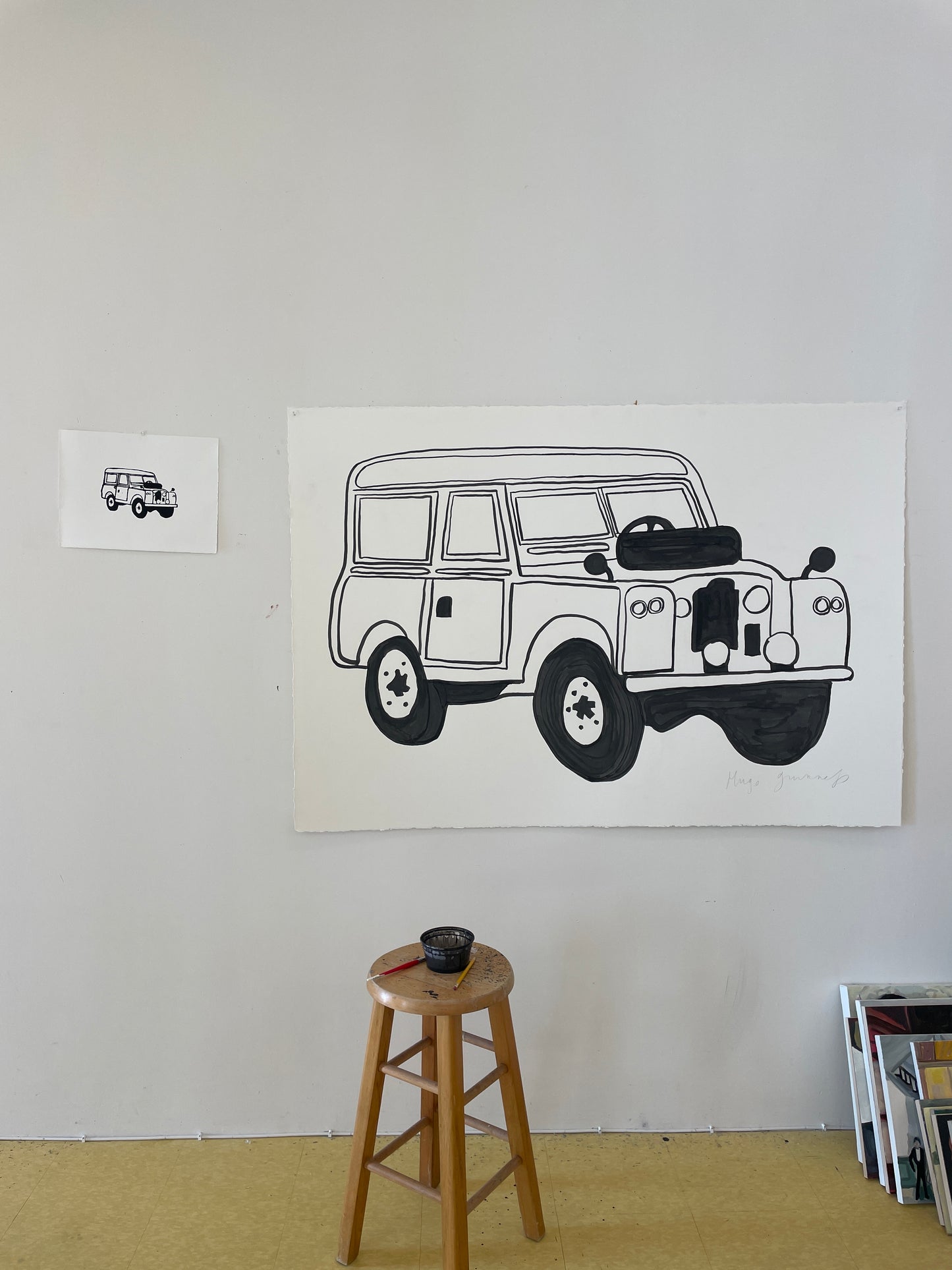 Large Land Rover Ink Drawing II