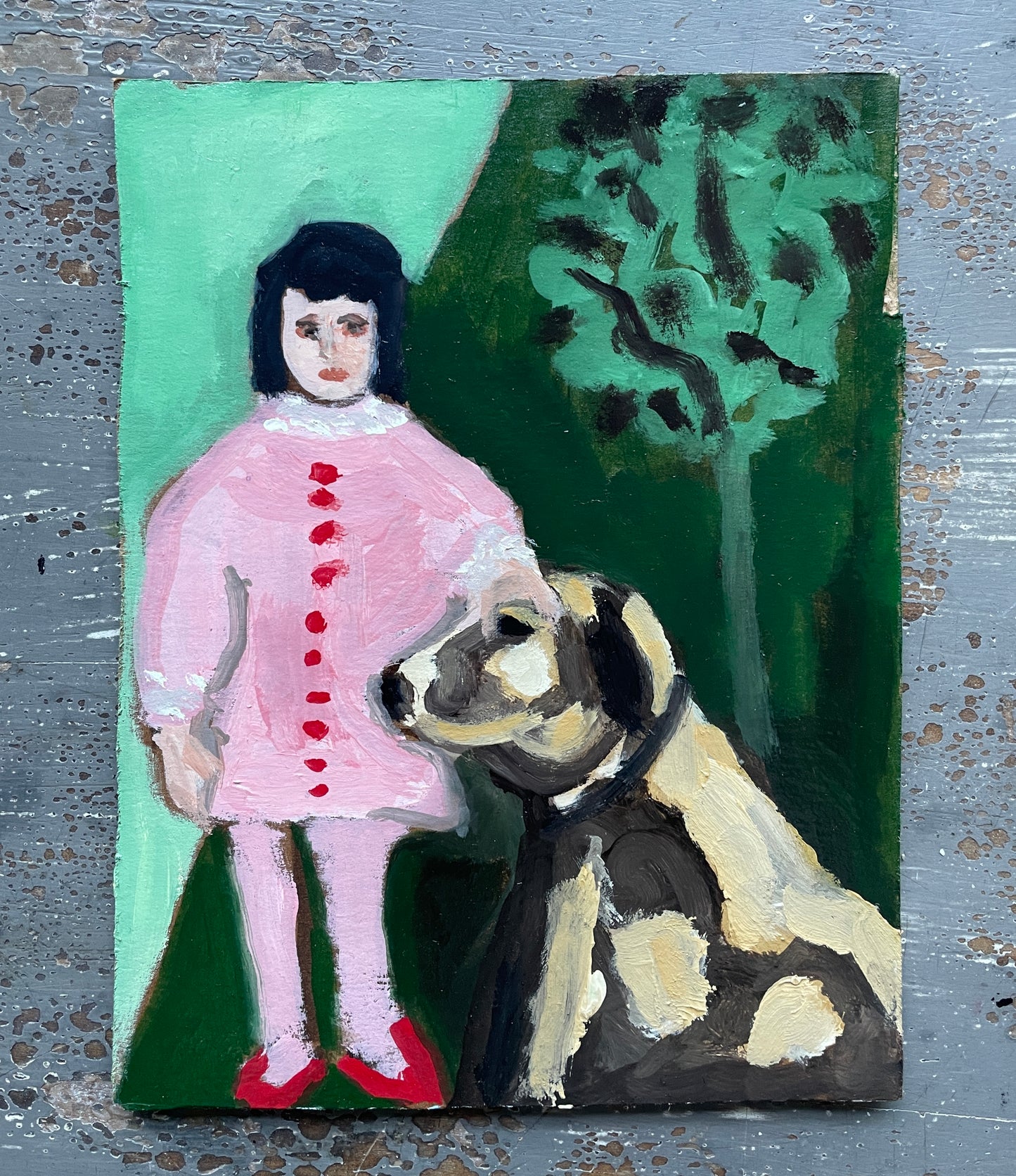 Girl and Dog Painting
